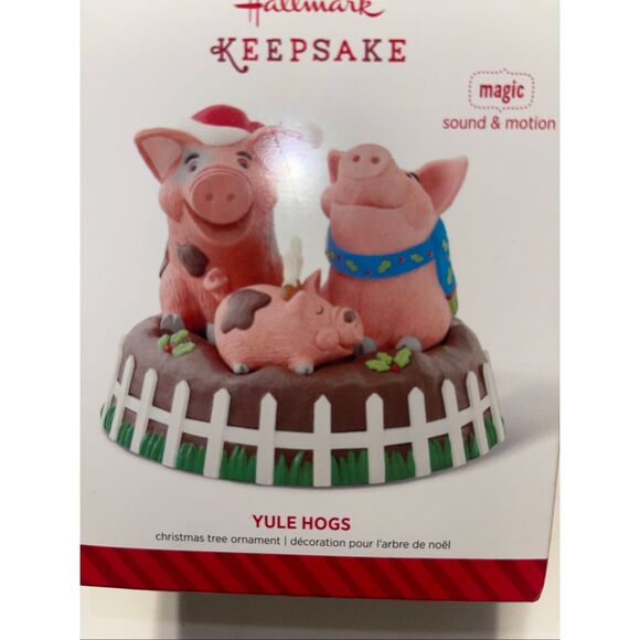 Hallmark Christmas Ornament YULE HOGS Pigs 2014 Magic Sound & Motion Decor - Picture 4 of 5
